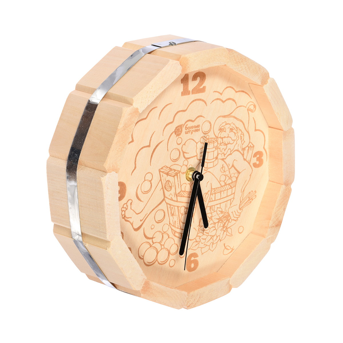 Часы кварцевые для бани и сауны "в парилке" (бочка) (1/5) "банные штучки" 39101