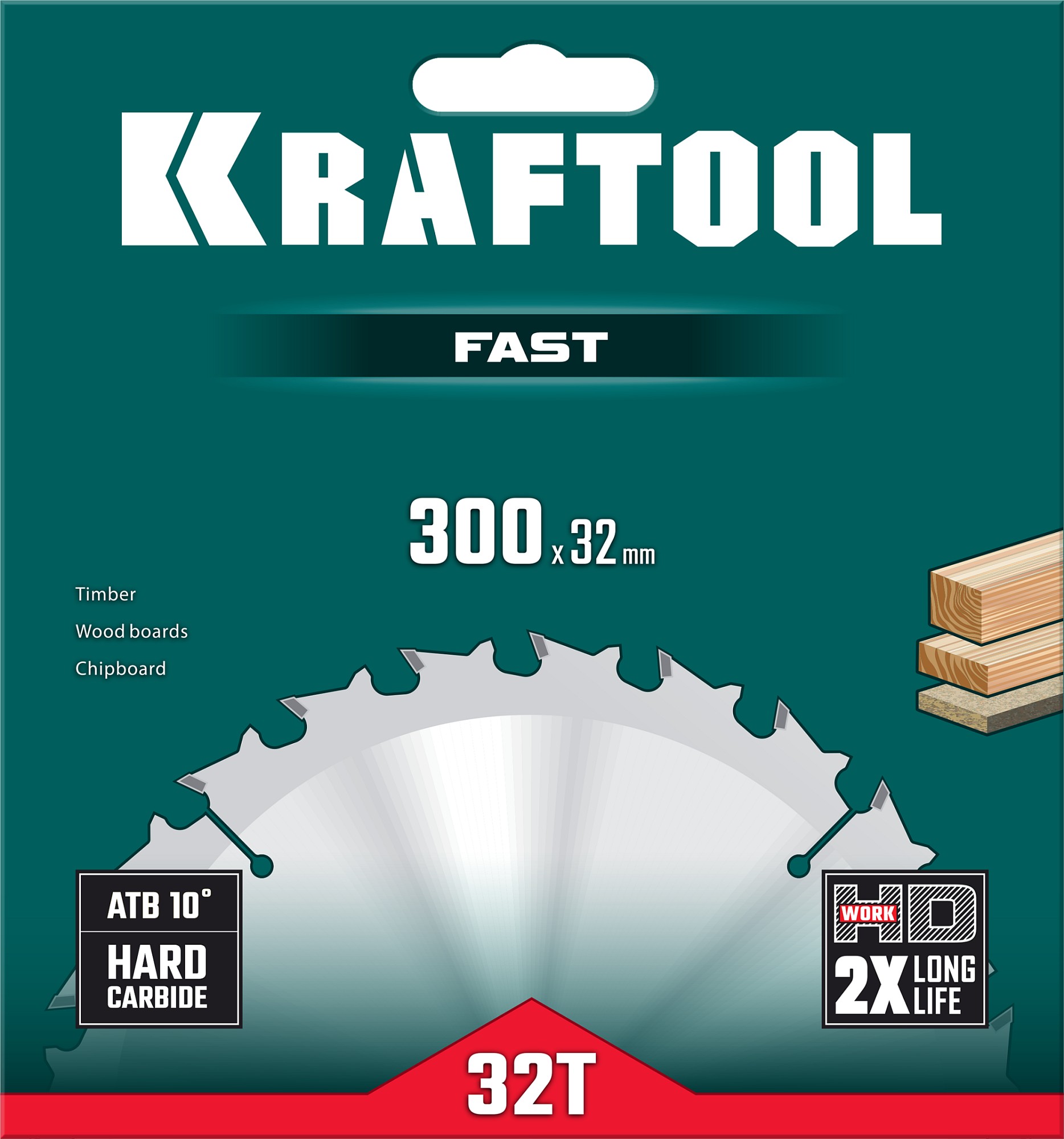 KRAFTOOL Fast, 300 х 32 мм, 32Т, пильный диск по дереву (36950-300-32)