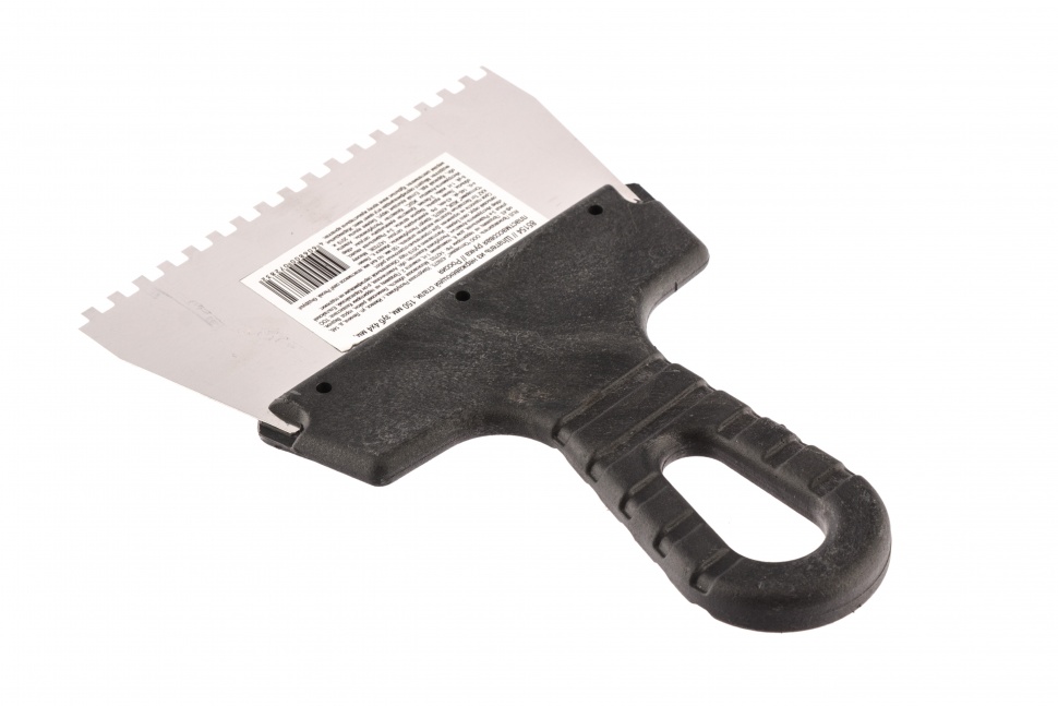 Шпатель из нержавеющей стали, 150 мм, зуб 4 х 4 мм, пластмассовая ручка Sparta (85154)