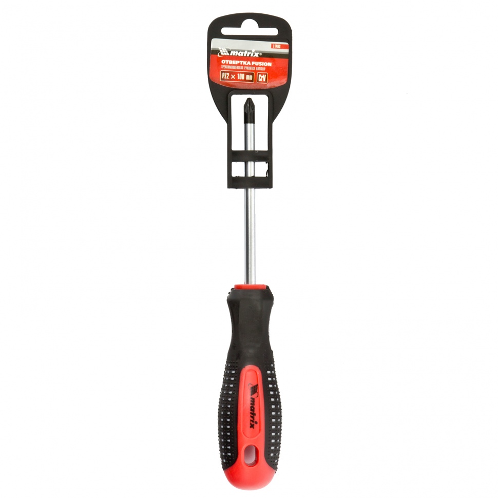 Отвертка Fusion, PZ2 x 100 мм, CrV, трехкомпонентная рукоятка "Anti slip" Matrix (11403)