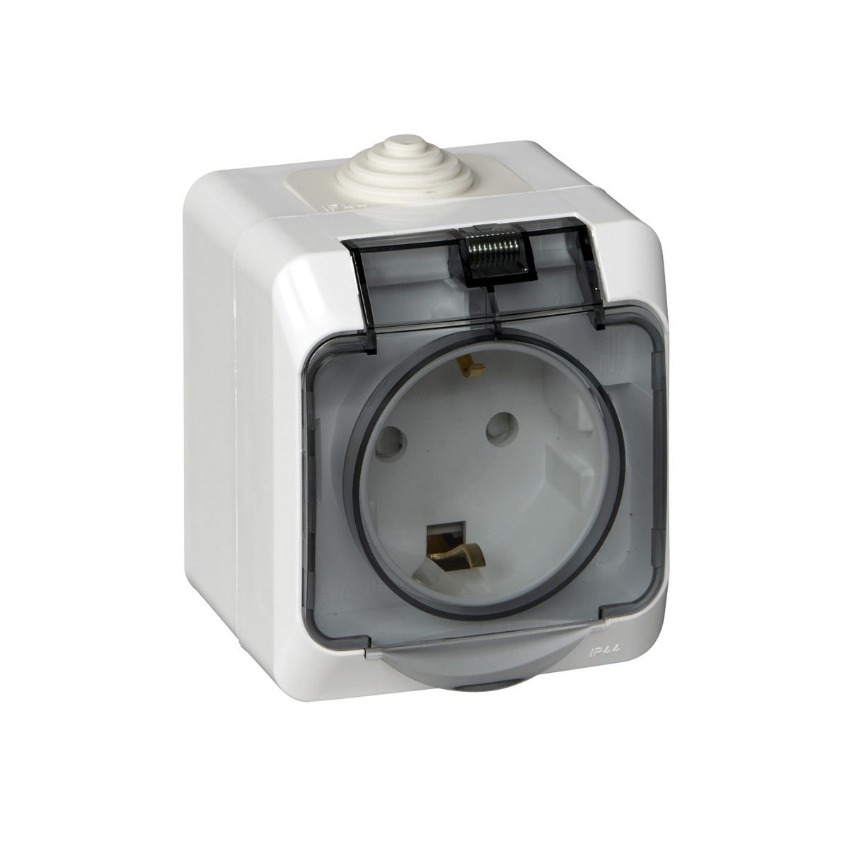 Розетка открыт. уст. "этюд" 1 местн. с заземл, с шторками, с крышкой 16а, белый(1/12/96) "schneider"