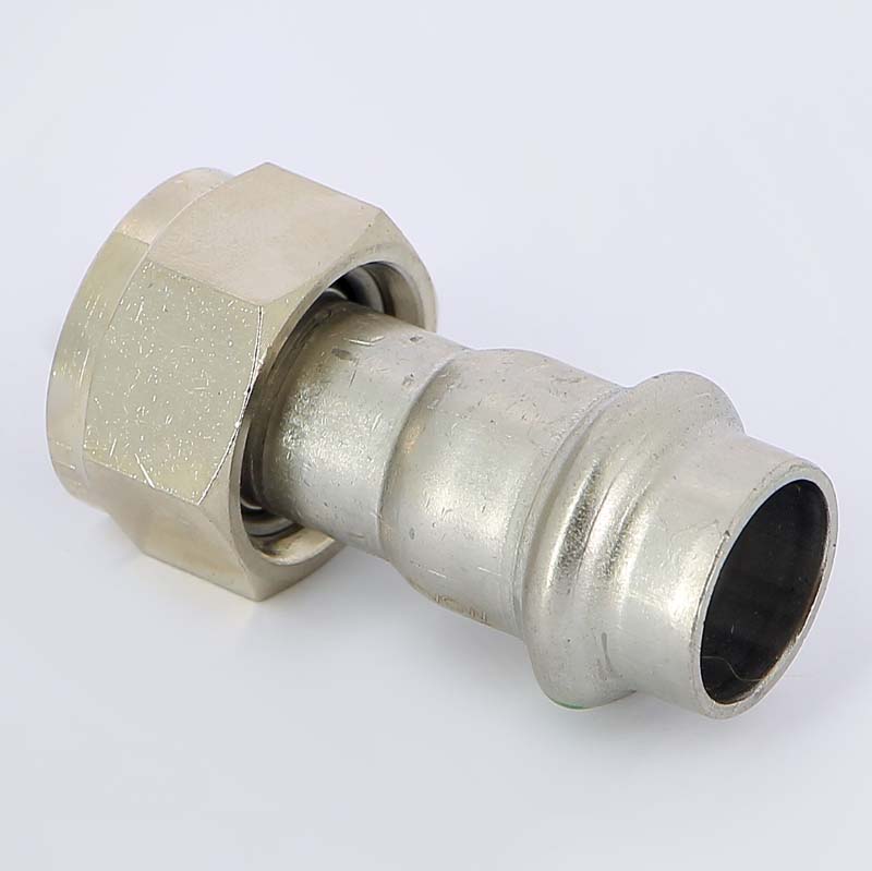 Муфта пресс-В с накидной гайкой 15х1/2" нержавеющая сталь Sanpress Inox VIEGA