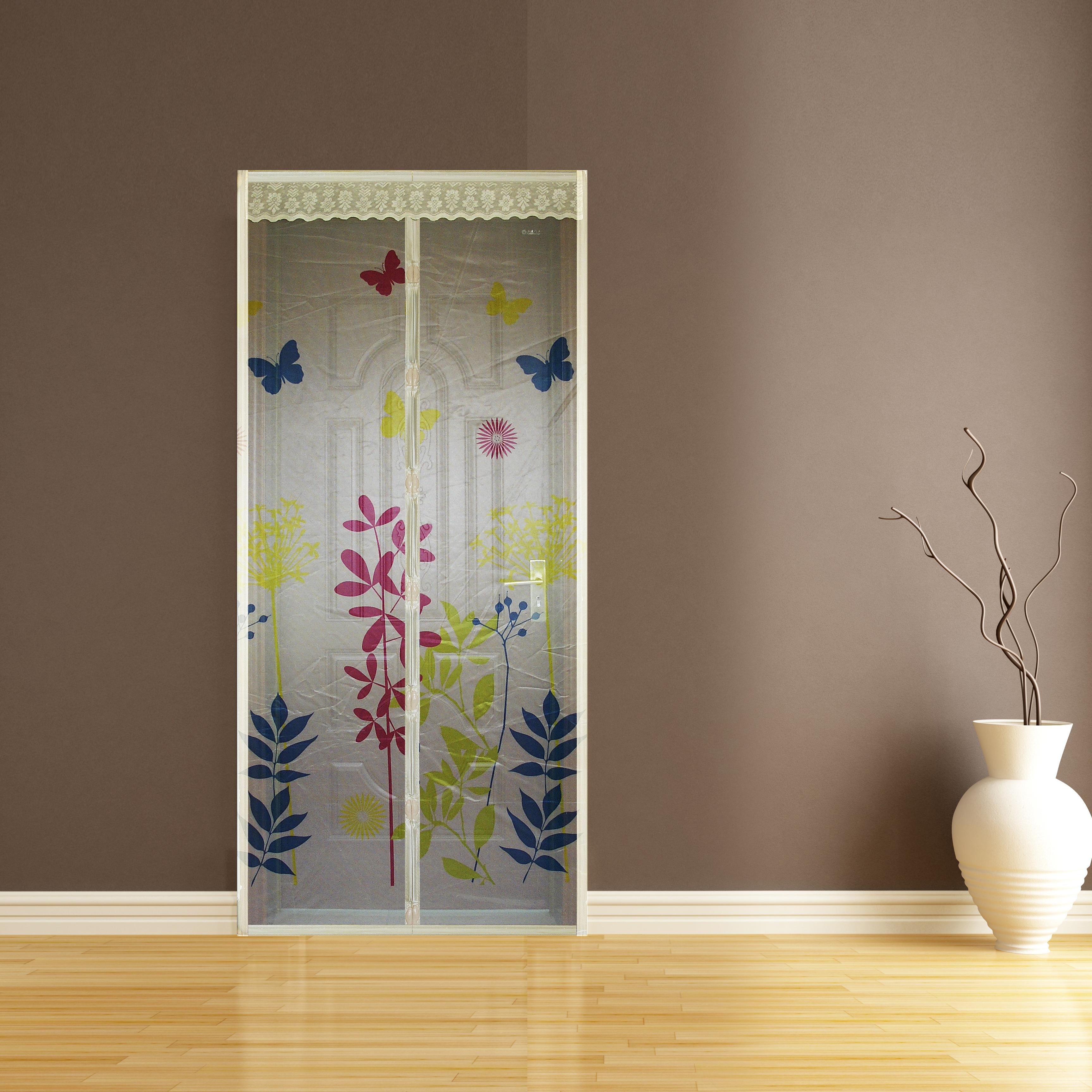 Сетка москитная 1*2,1 м (бежевая, дизайн цветы, на магнитах) (1/20) "feona" 034-4047