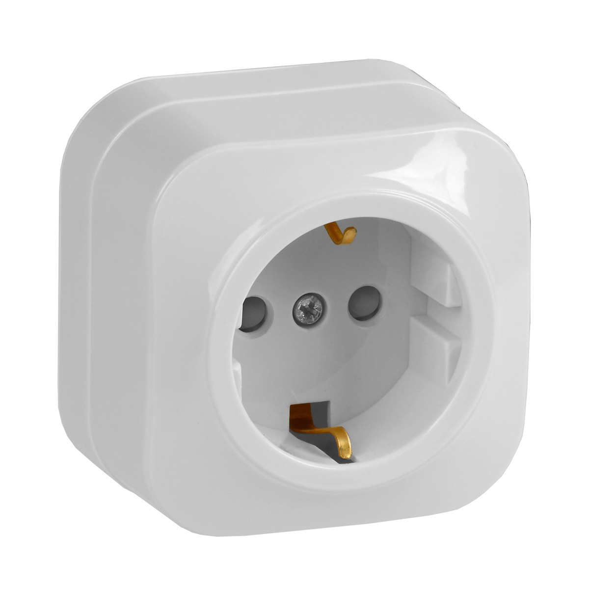 Розетка открыт. уст. "glory" 1 местн. с заземл, с шторк. рсш20-3-хб, 16а, белый (1/30/360) "iek"