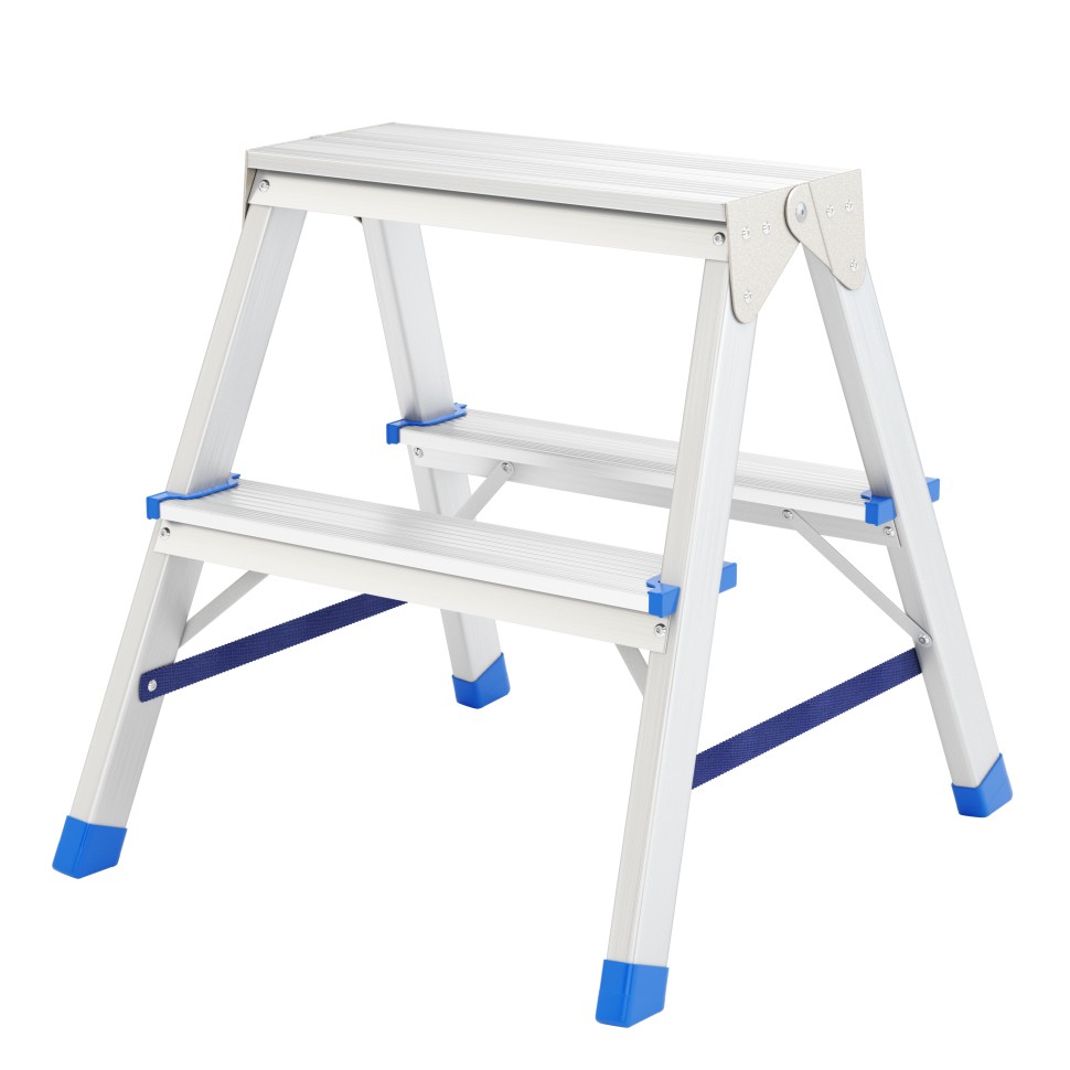 Стремянка двусторонняя 2 ступени, алюминиевая, Сибртех (97922)