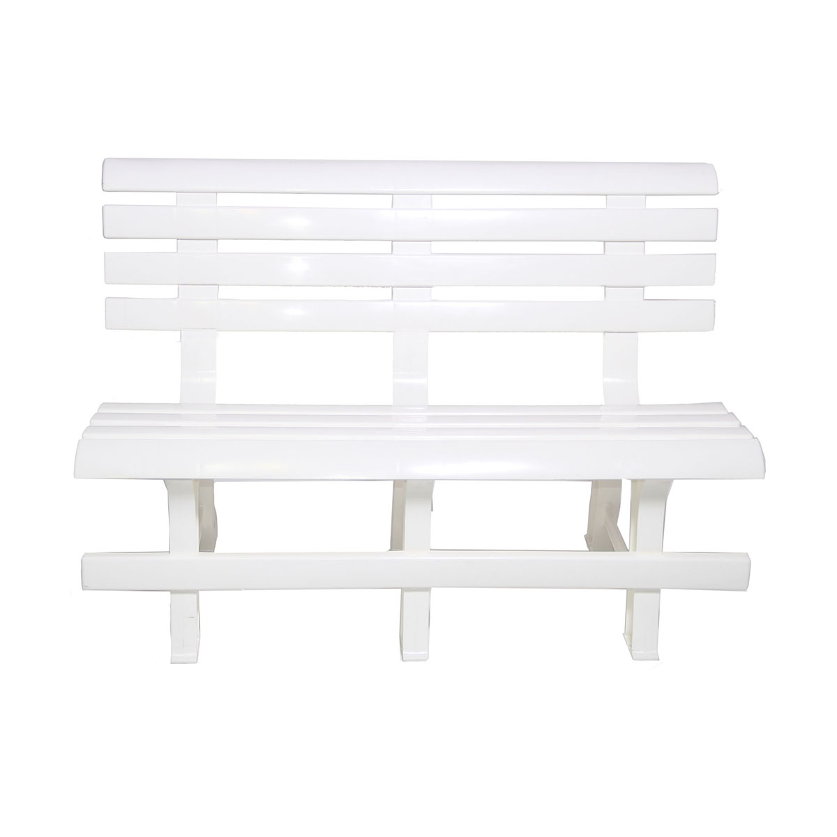 Скамейка со спинкой пласт. 120*53*80 см (белый) (1/6) "стандарт пластик"