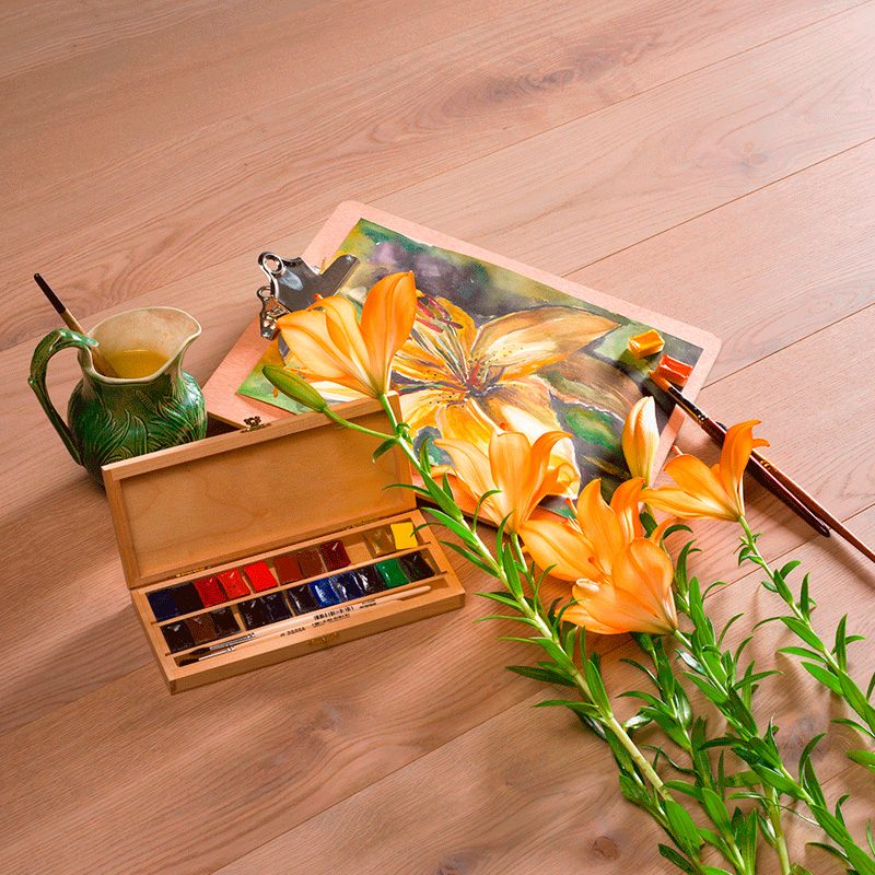 Паркетная доска Coswick Авторская 3-х слойная CosLoc 1153-1531 Титановый буфф (Порода: Дуб)