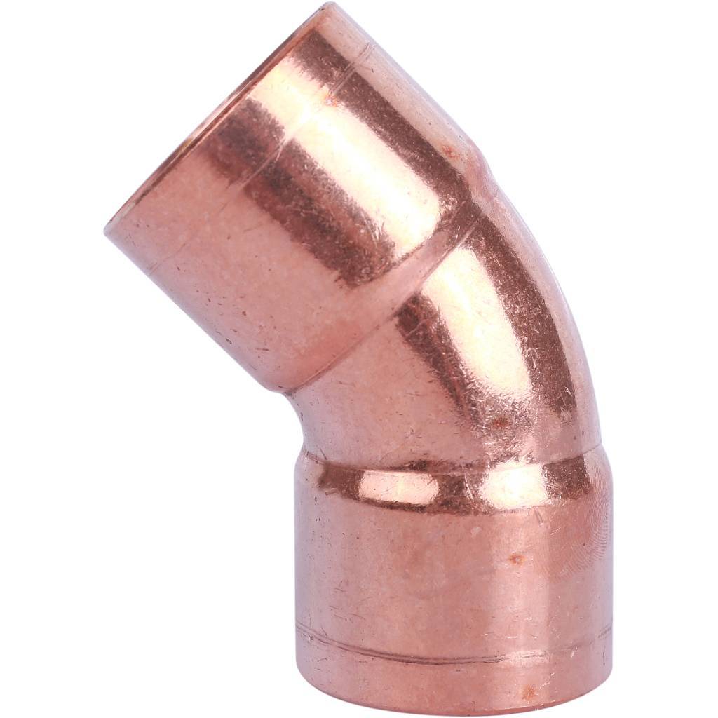 Отвод двухраструбный 42 мм / 45° под пайку медный SANHA 1504142
