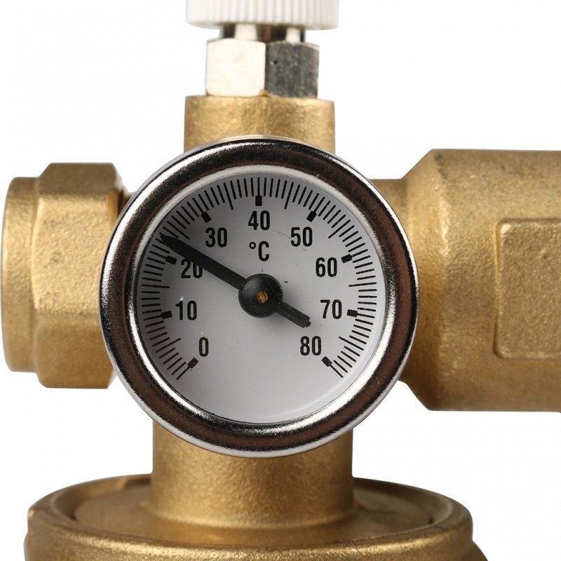 Смесительный узел STOUT 1" с термостатическим клапаном, без насоса