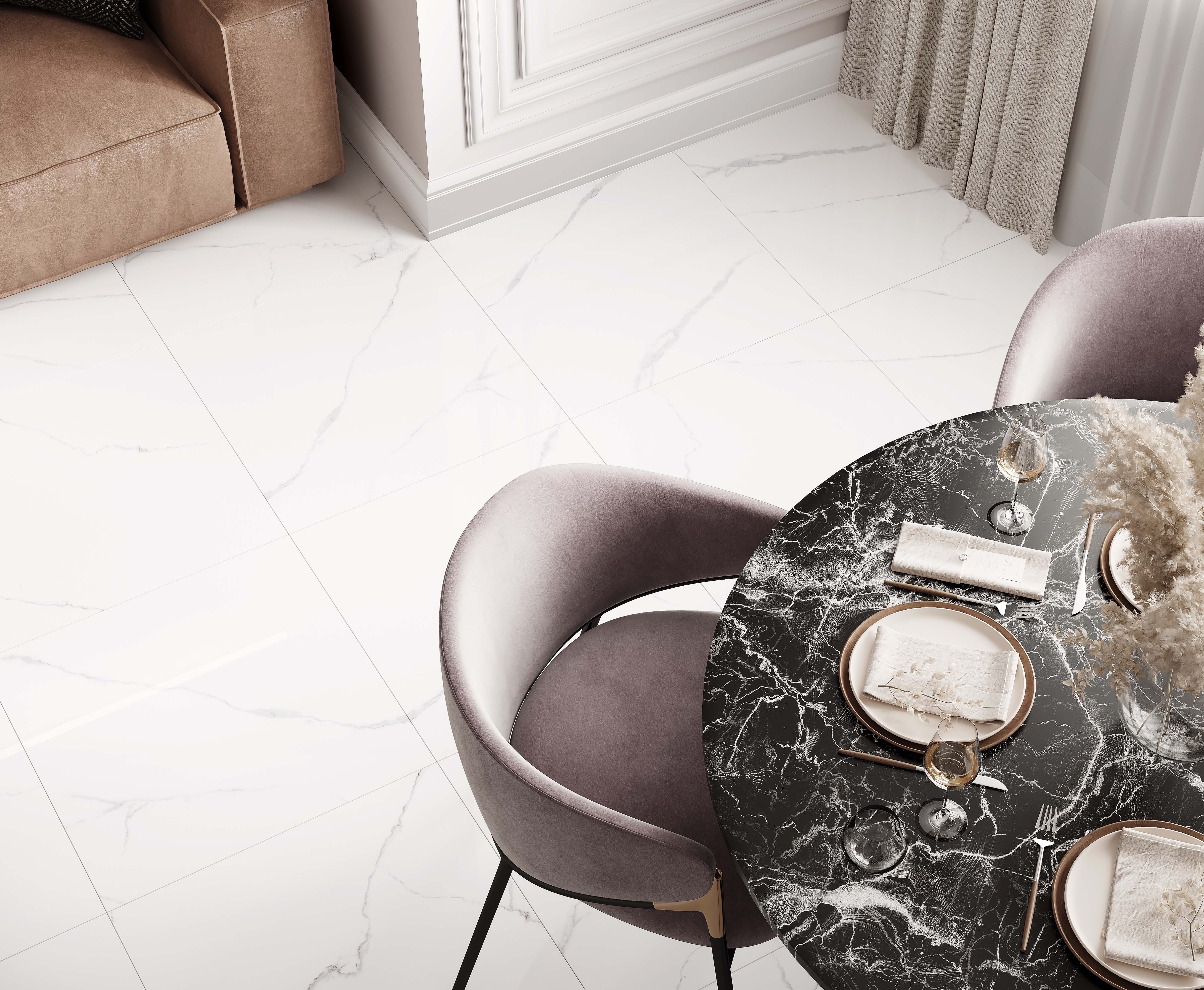 Atlantic white керамогранит i белый полированный 60x60