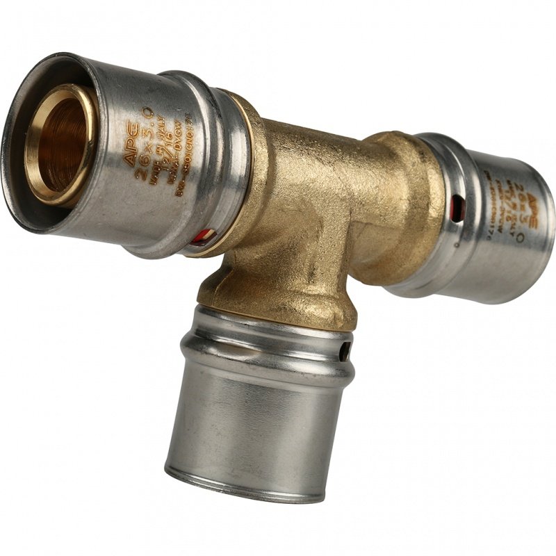 Тройник равнопроходной под пресс 26 х 3,0 STOUT для МП труб