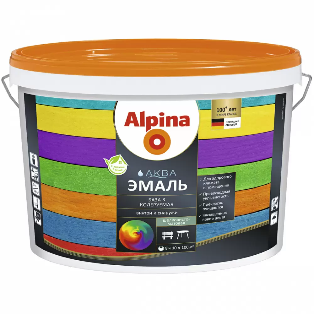 ALPINA AQUA эмаль акриловая шелковисто-матовая База 3 (9,4л)