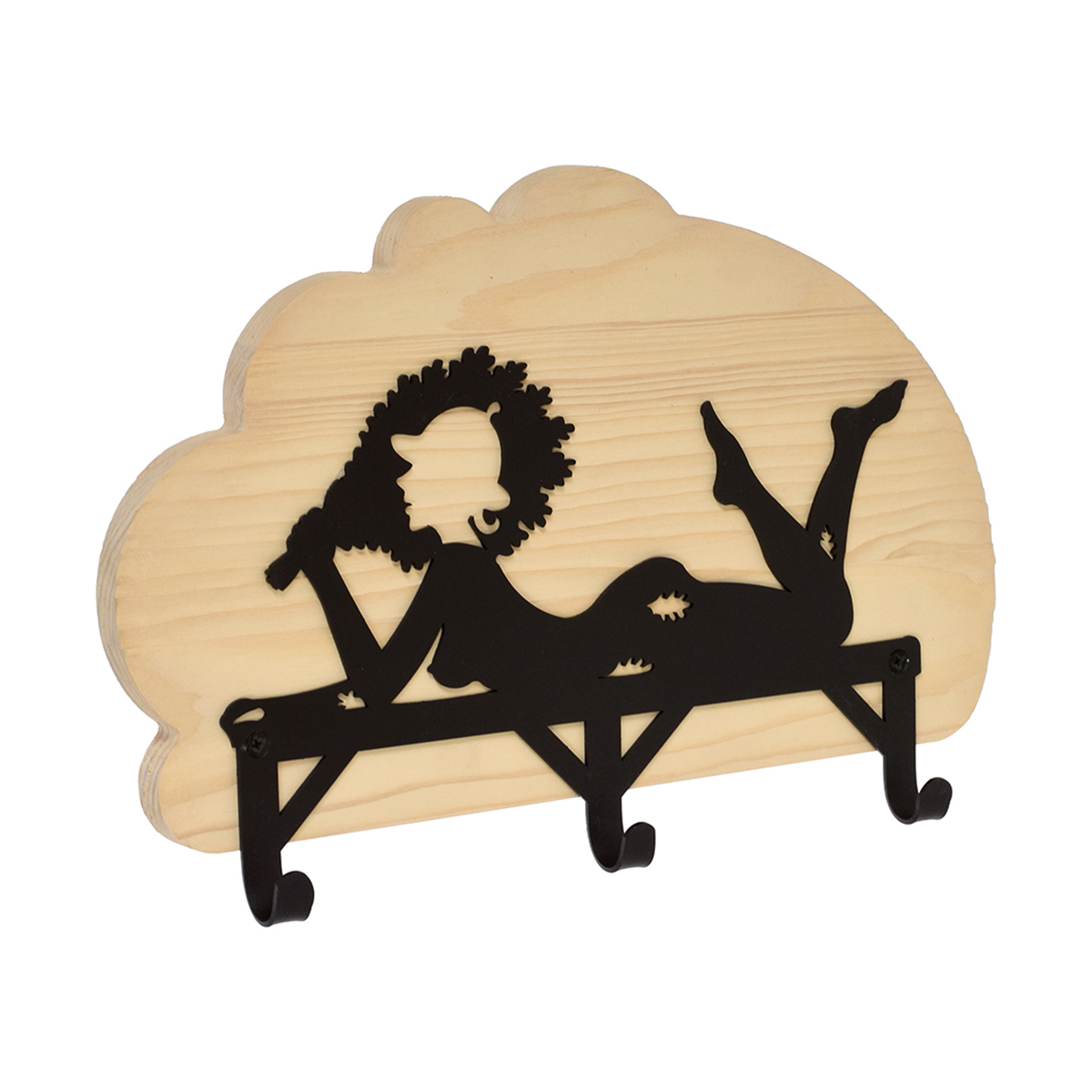 Вешалка настенная "девушка" (3 крючка) 36*23 см, брашированная, сосна (1) "банные штучки" 31231