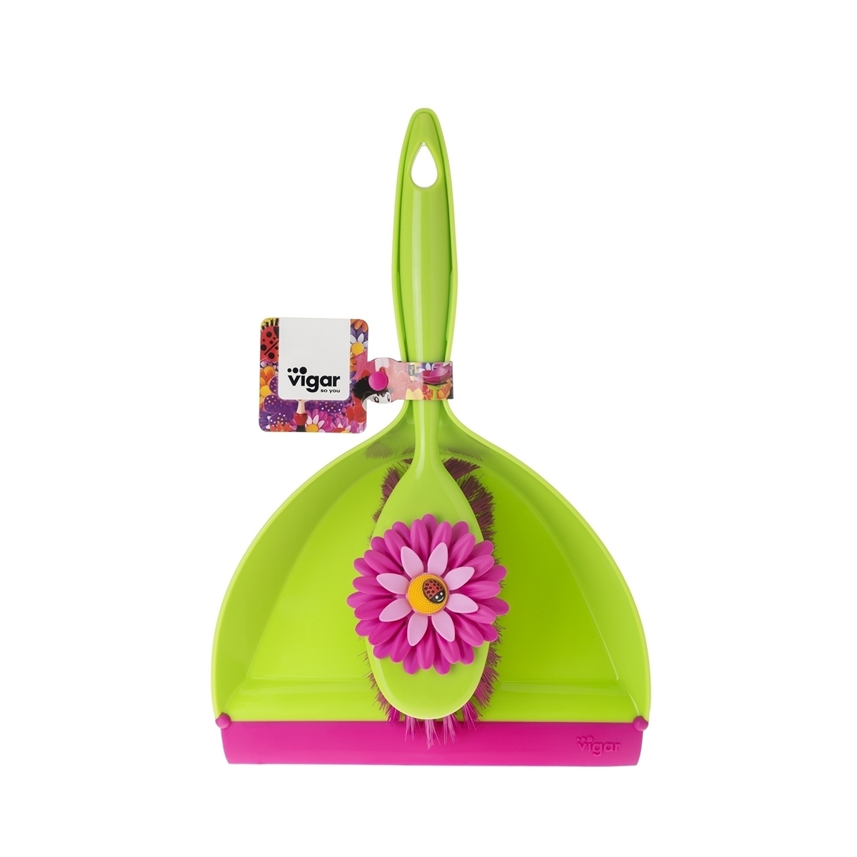 Комплект для уборки "flower power" (щетка-сметка + совок) (1/6) "vigar" 5900