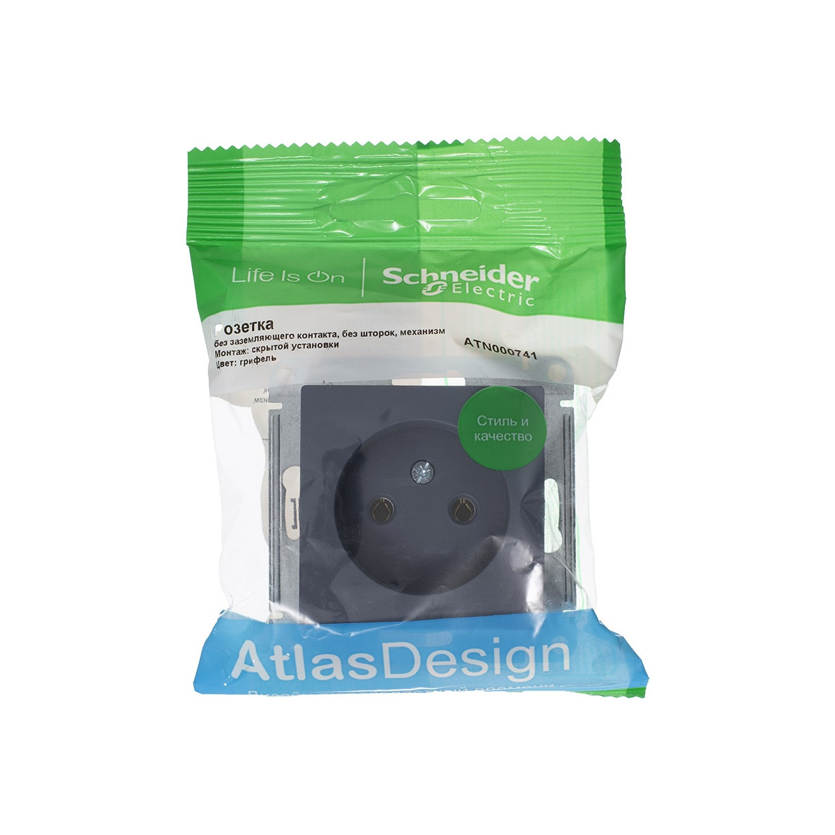 Розетка "atlasdesign" 1 местн. (механизм) 16а, грифель (1/10/60) "schneider"