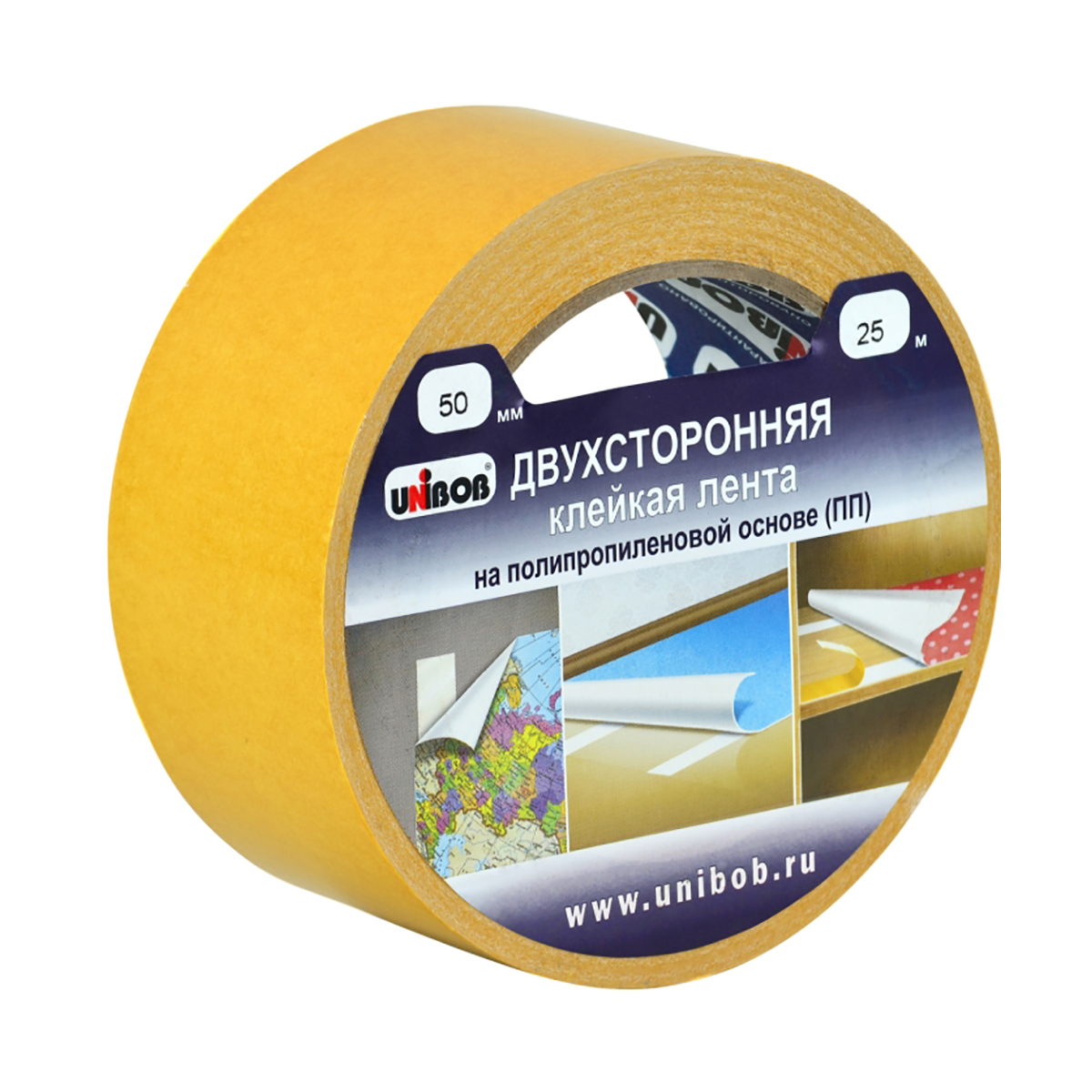 Скотч двусторонний 38 мм х 10 м (48) "unibob"