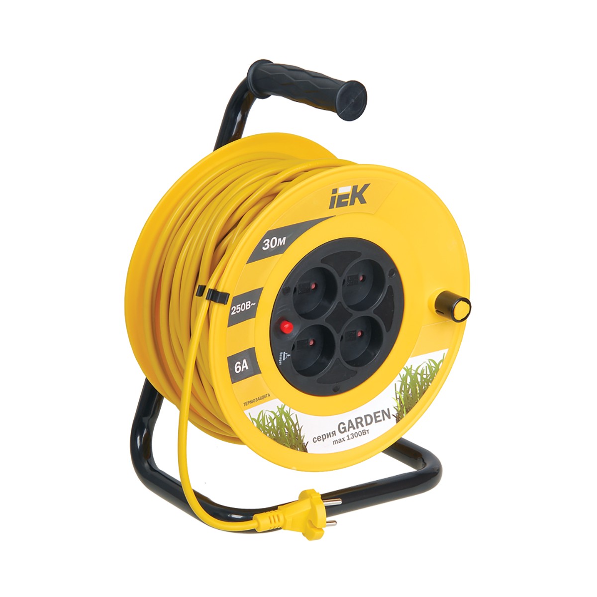 Удлинитель на катушке "garden" с термозащ. 4 розетки, 30 м 2*0,75 мм (1) "iek"