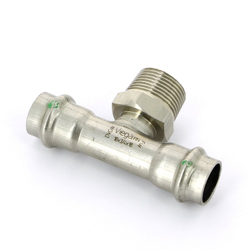 Тройник пресс-Н 18х3/4"х18 нержавеющая сталь Sanpress Inox VIEGA