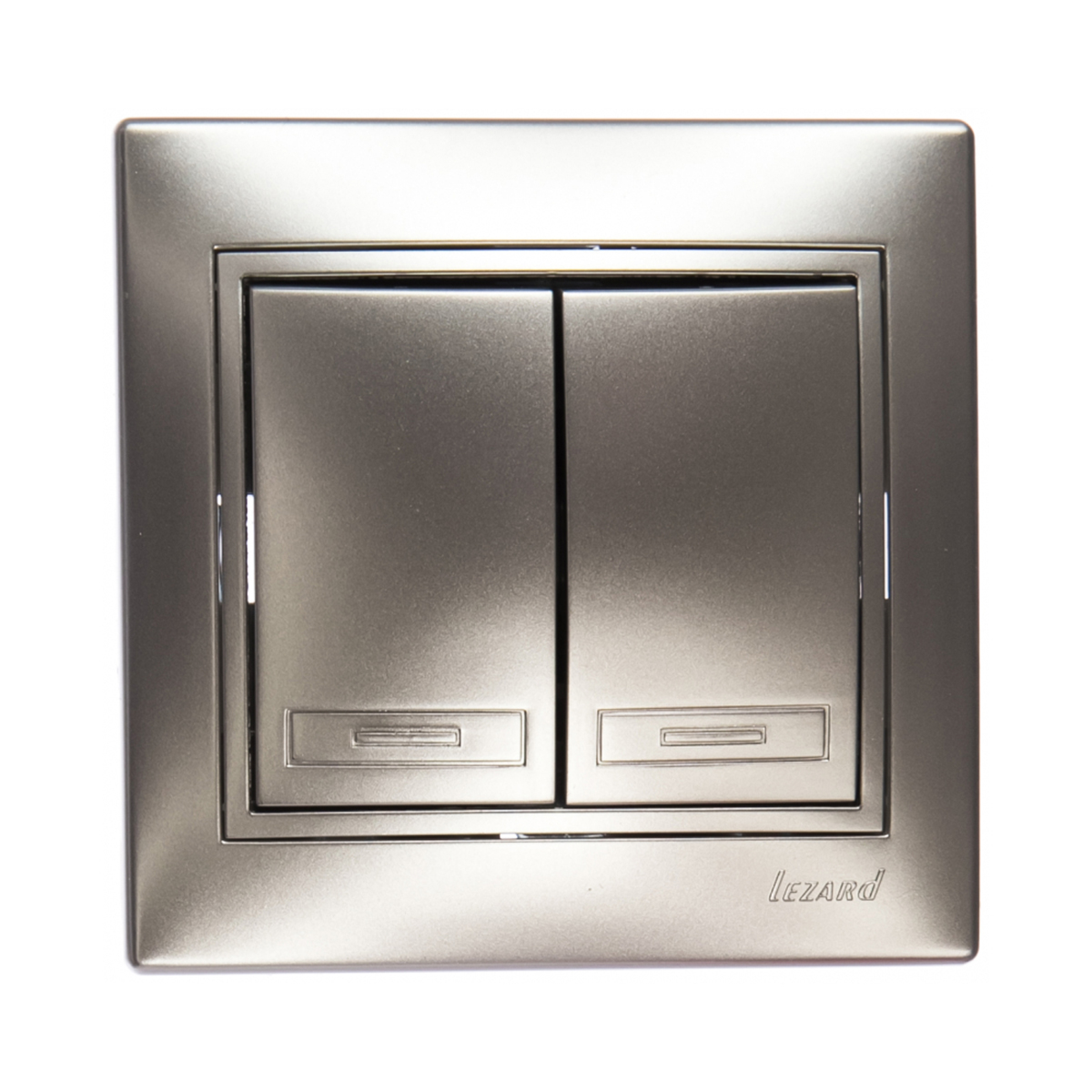 Выключатель "mira" 2-х кл., серый металлик (1/10/120) "lezard" 701-1010-101