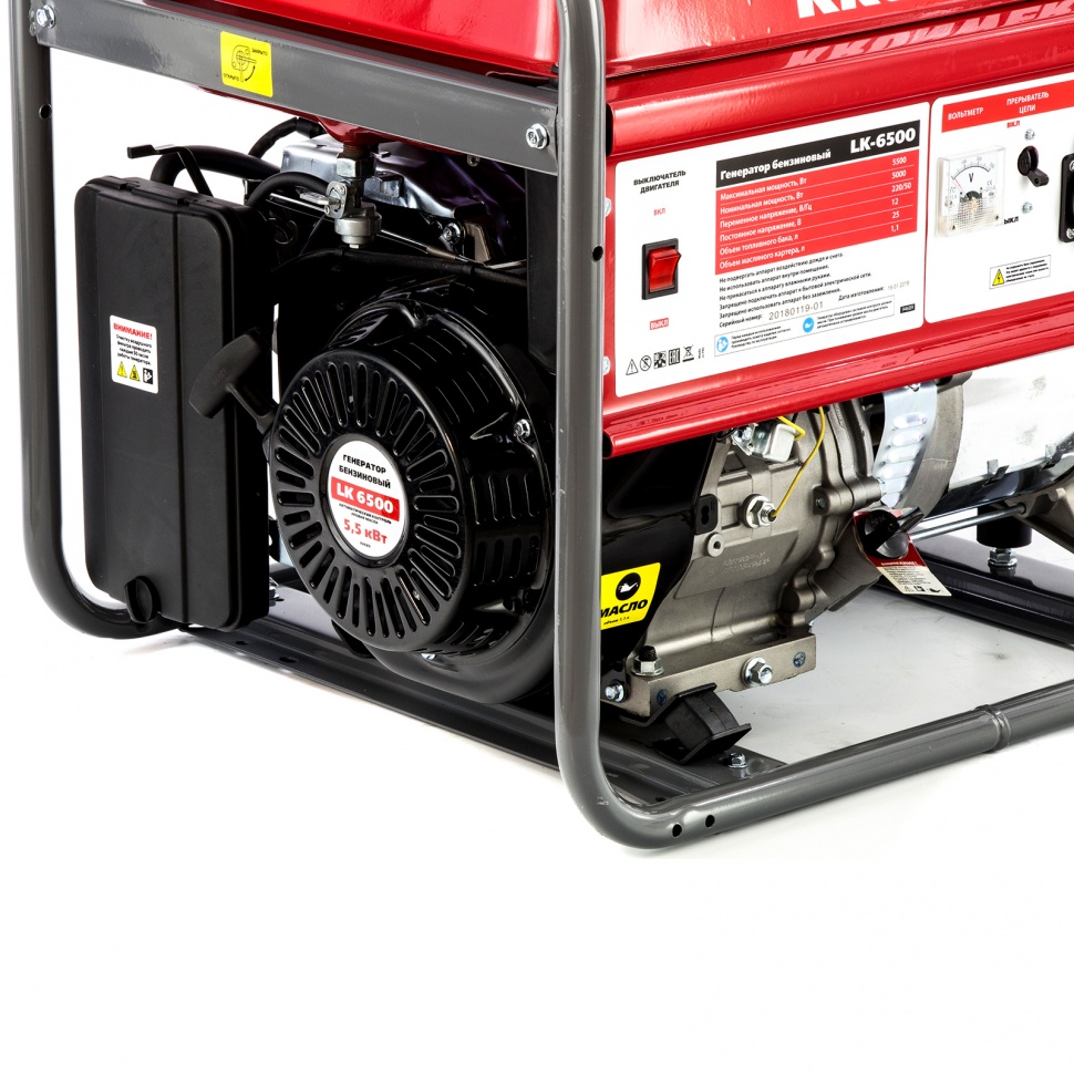 Генератор бензиновый LK 6500, 5.5 кВт, 230 В, бак 25 л, ручной старт Kronwerk (94689)