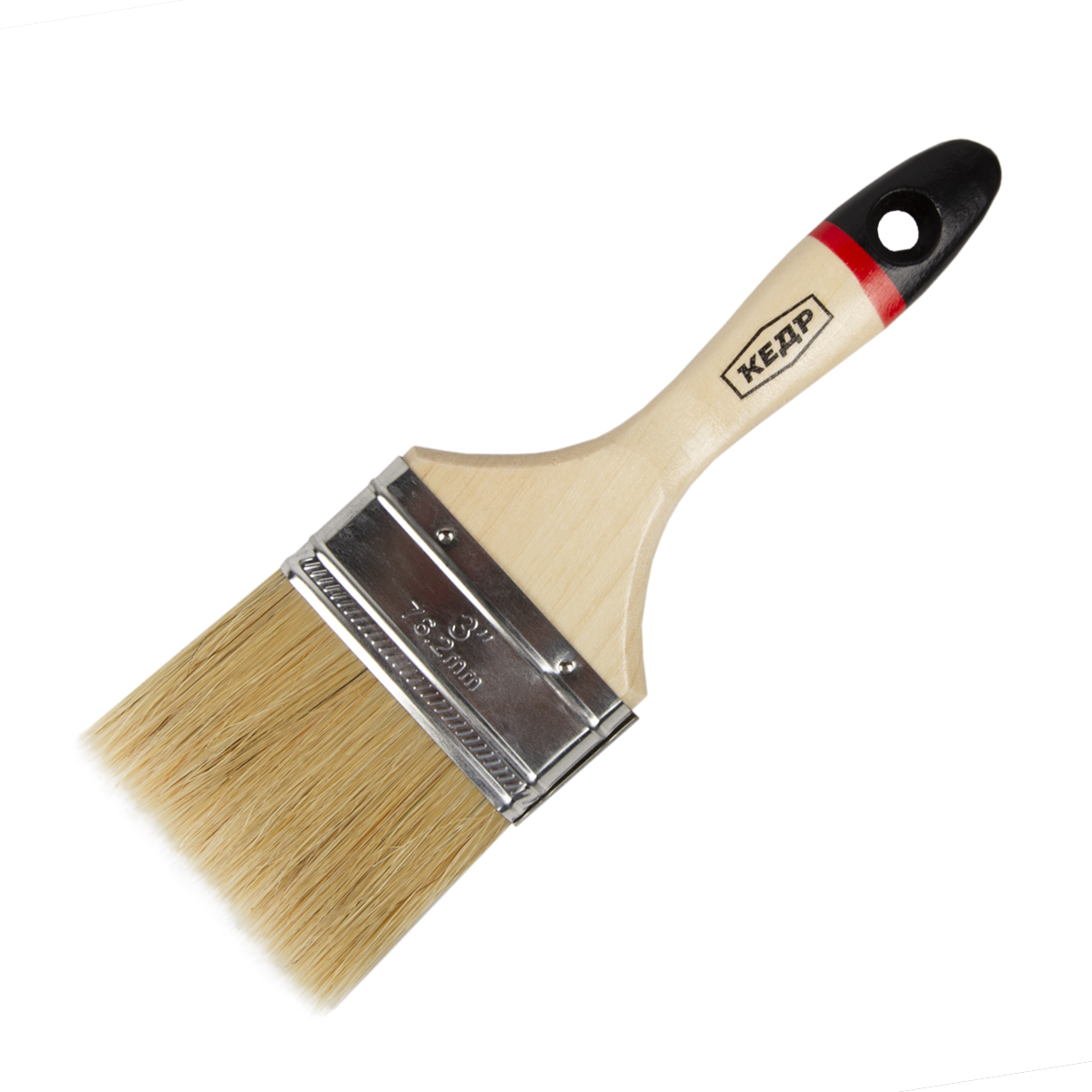 Кисть плоская "евро" №3 /75 мм (12/240) натур.щетина, дерев.ручка "кедр"  099-7530