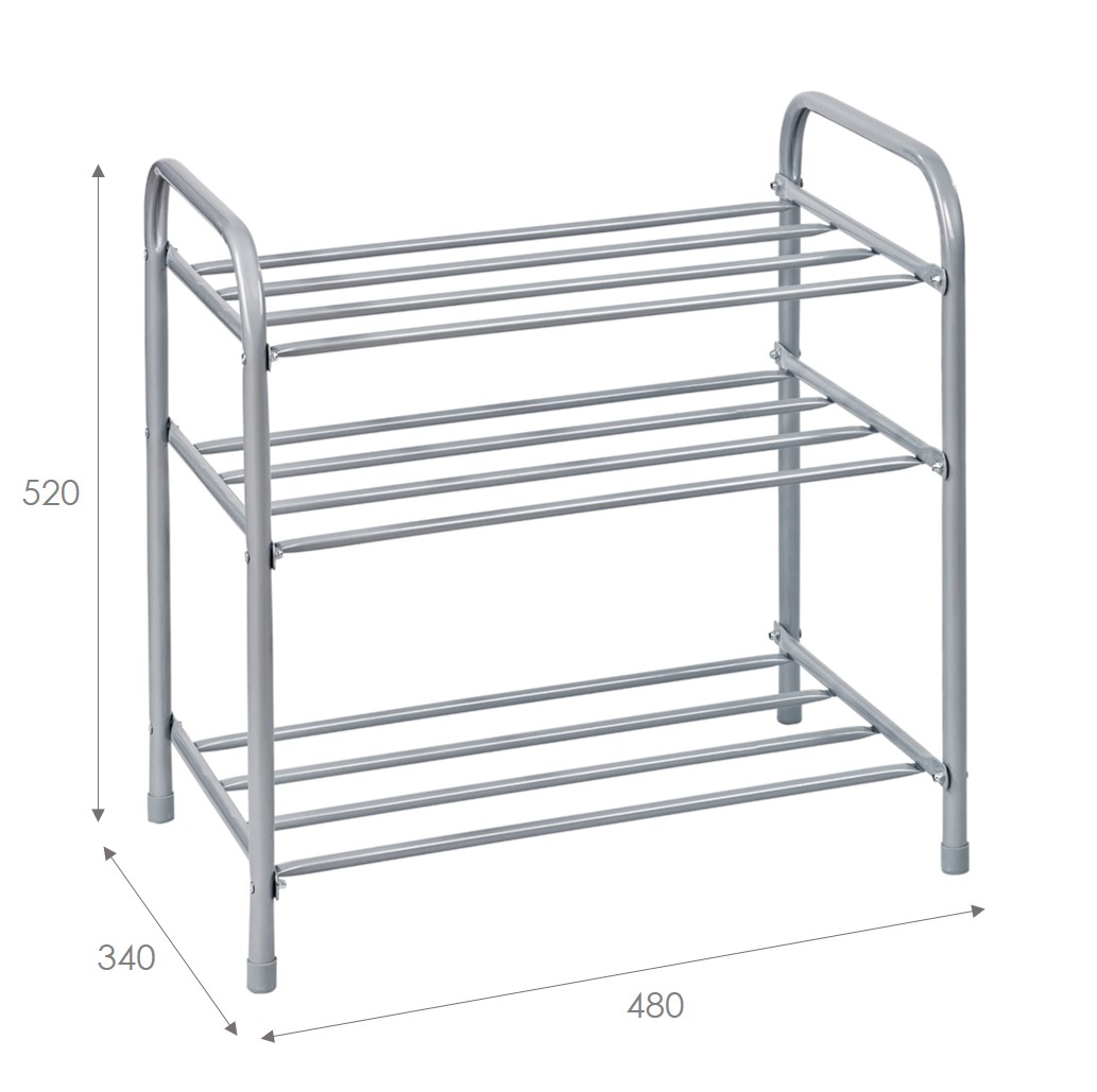 Этажерка для обуви 3-х  ярусная (серый) (1) "виолет"