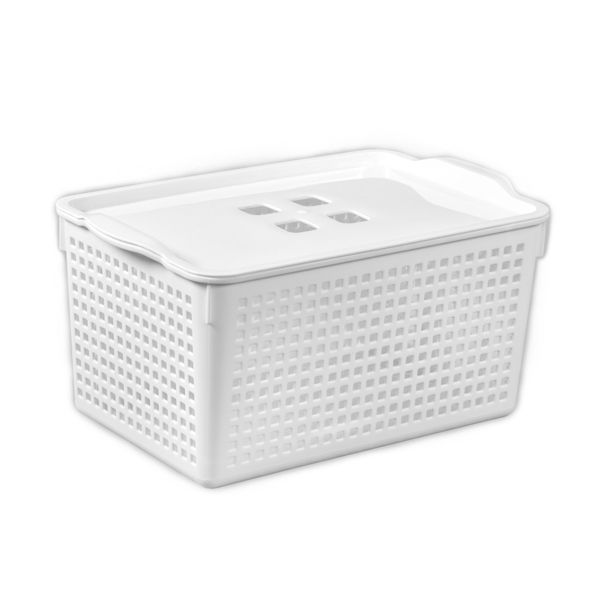 Корзина для хранения с крышкой "лофт"  5,3 л  29,5*18,5*14,5 см (белая) (1/11) "виолет"