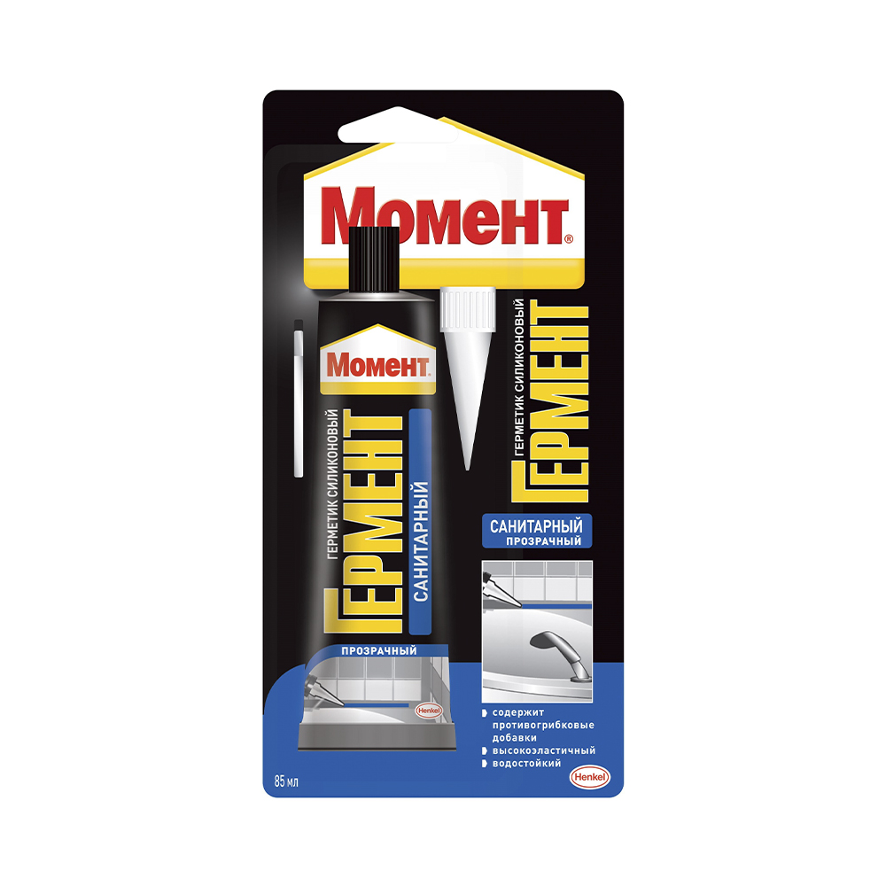 Герметик гермент силикон. санитар. прозрачн.  85 мл ед. блистер (1/24) хенкель