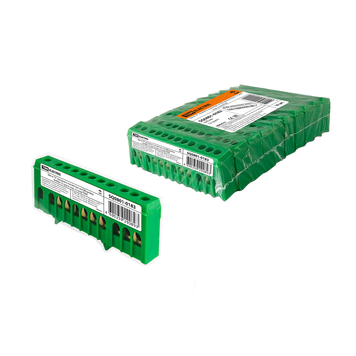 Шина "n" нулевая в изоляторе на din-рейку 6 x 9 мм 12 групп (10/300) tdm sq0801-0183