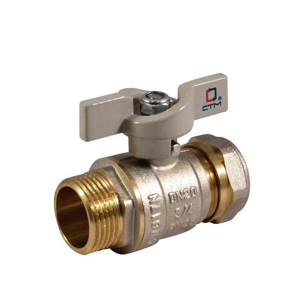 Кран шаровой для воды 16 х 1/2" обжим. гайка, наруж, бабочка  (25/200) "стм"