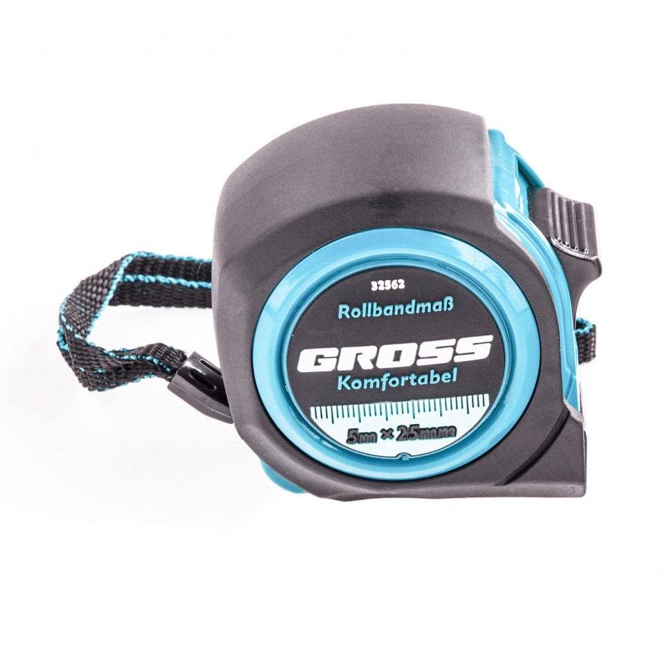 Рулетка Komfortabel 5 м х 25 мм, обрезиненный корпус Gross (32562)