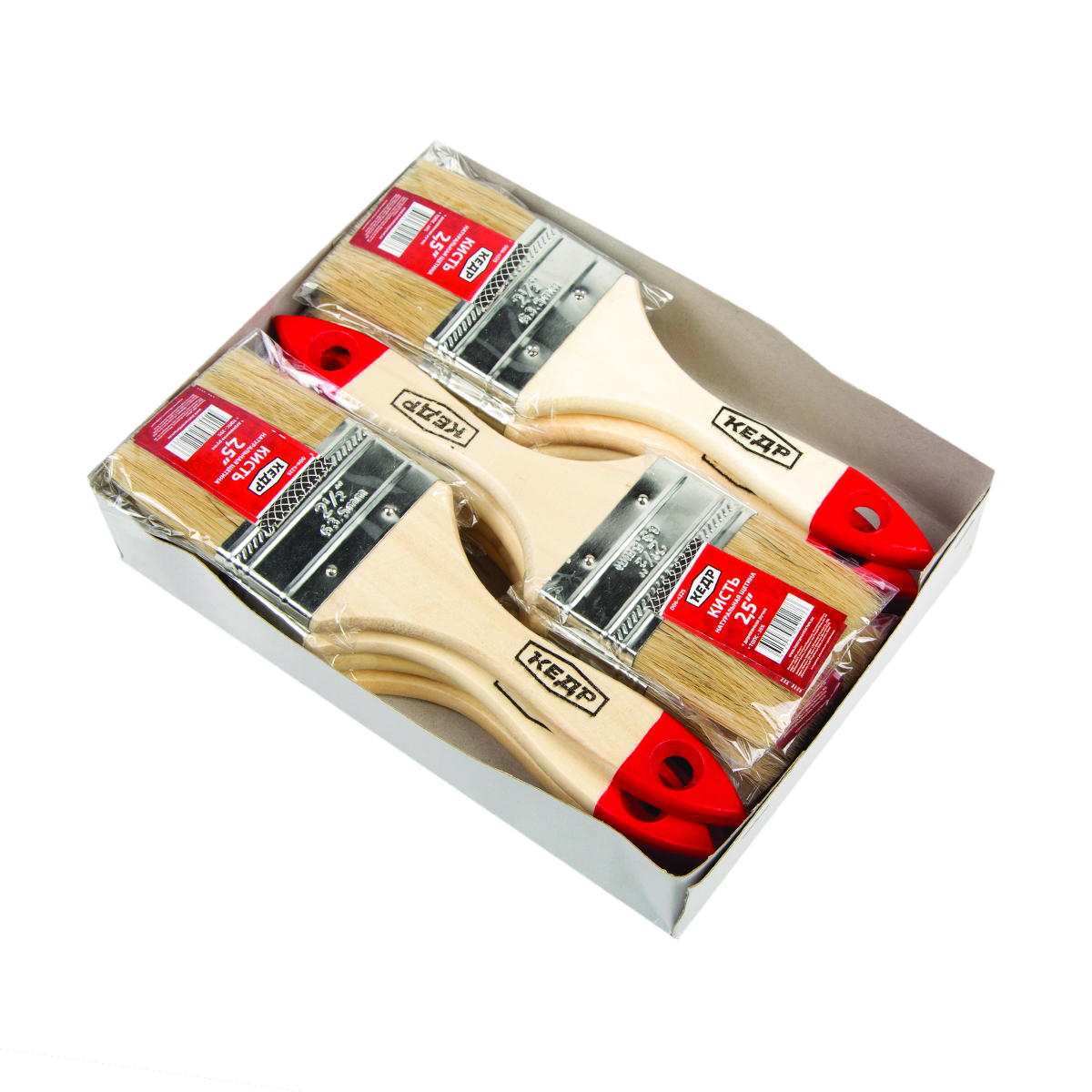 Кисть плоская  №2,5/63 мм  (12/480) натур.щетина, дерев.ручка  "кедр"  006-4225