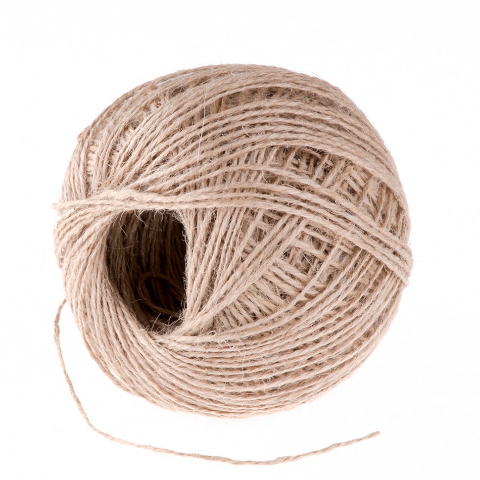 Шпагат джутовый, 1 мм, L 140 м, 2-ниточный, Сибртех (93875)