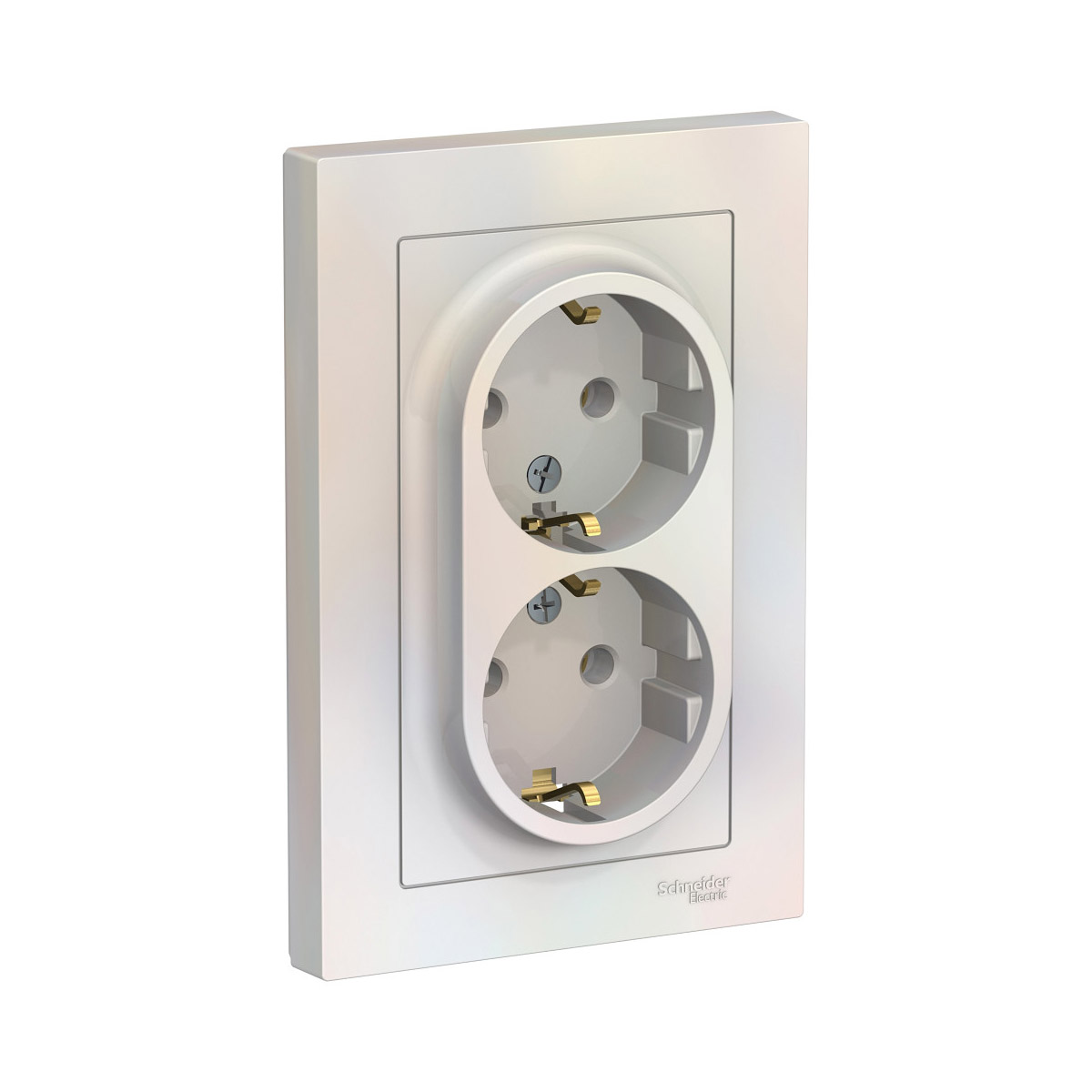 Розетка "atlasdesign" 2-х местн. с заземл. 16а, жемчуг (1/6/36) "schneider"