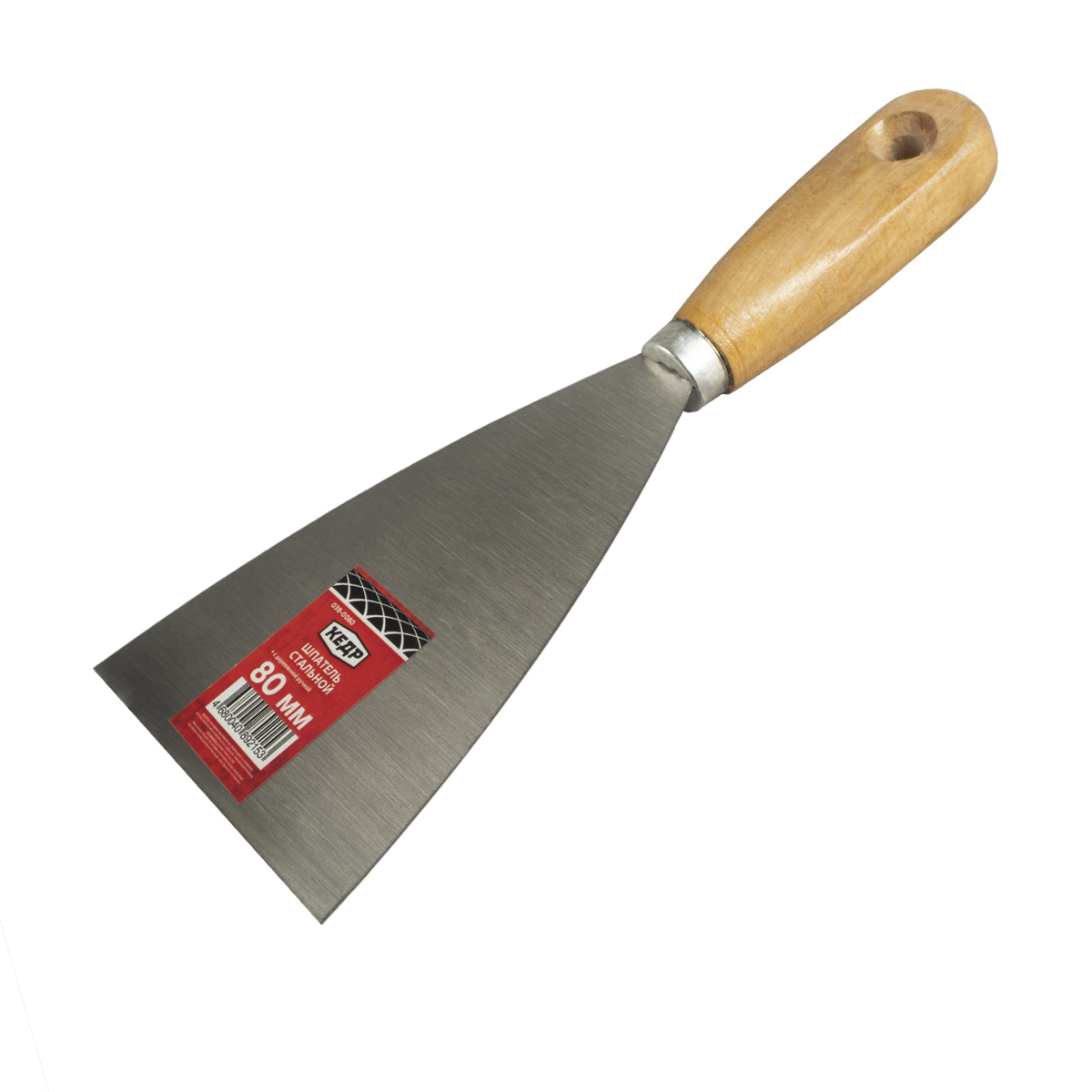 Шпатель стальной  80 мм дерев. ручка (12/240) "кедр"  038-0080