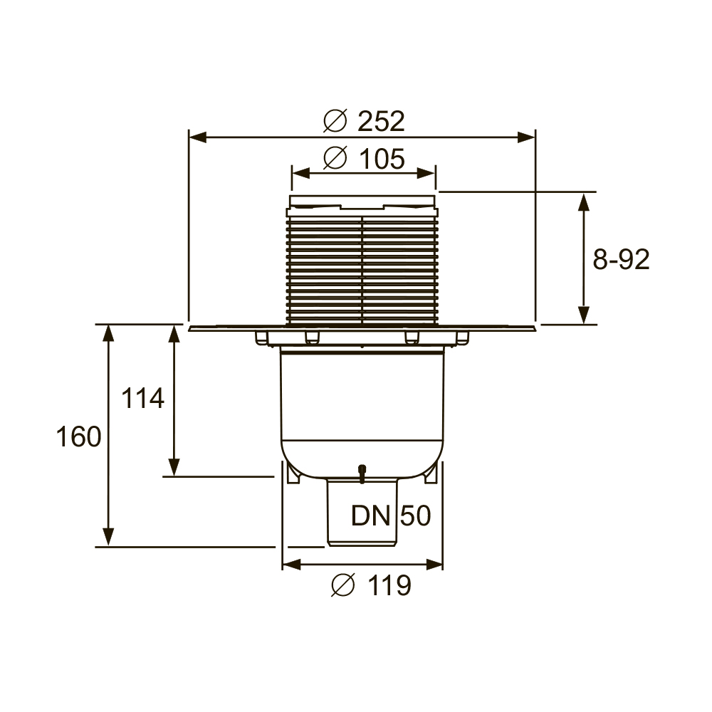 Трап дренажный TECEdrainpoint S 130, вертикальный с универсальным фланцем Seal System