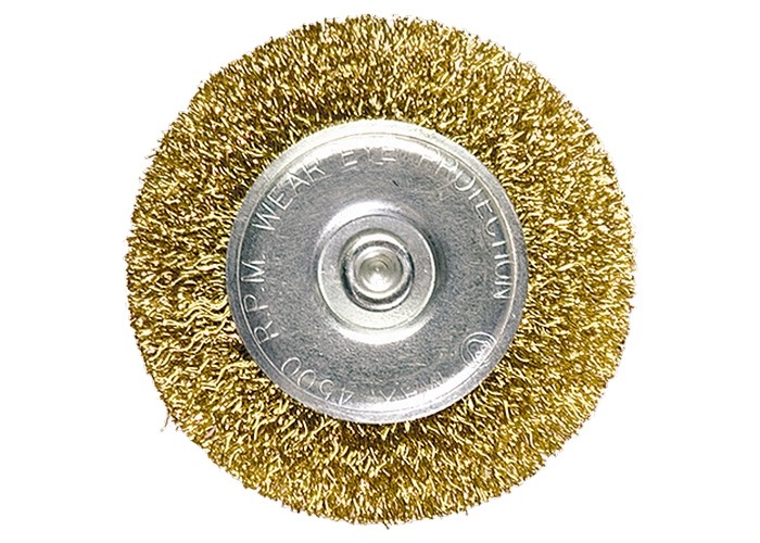 Щетка для дрели, 75 мм, плоская со шпилькой, латунированная витая проволока Matrix (74448)
