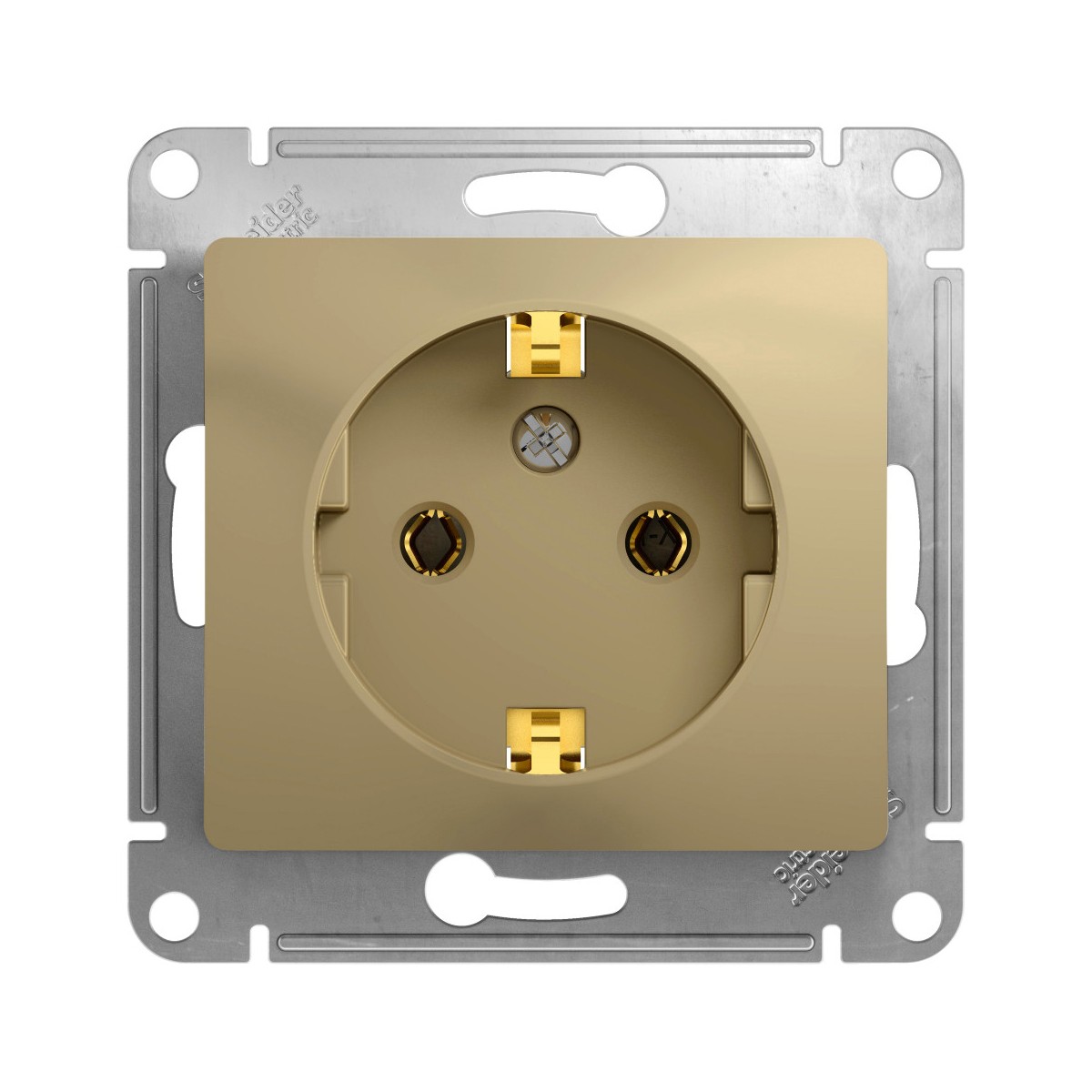 Розетка "glossa" 1 местн. с заземл. (механизм) 16а, титан (1/20/160) "schneider"
