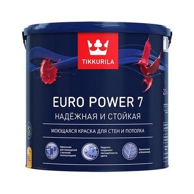 Тиккурила ЕВРО ПАУЭР-7 2,7л (1) Краска моющаяся для стен и потолков