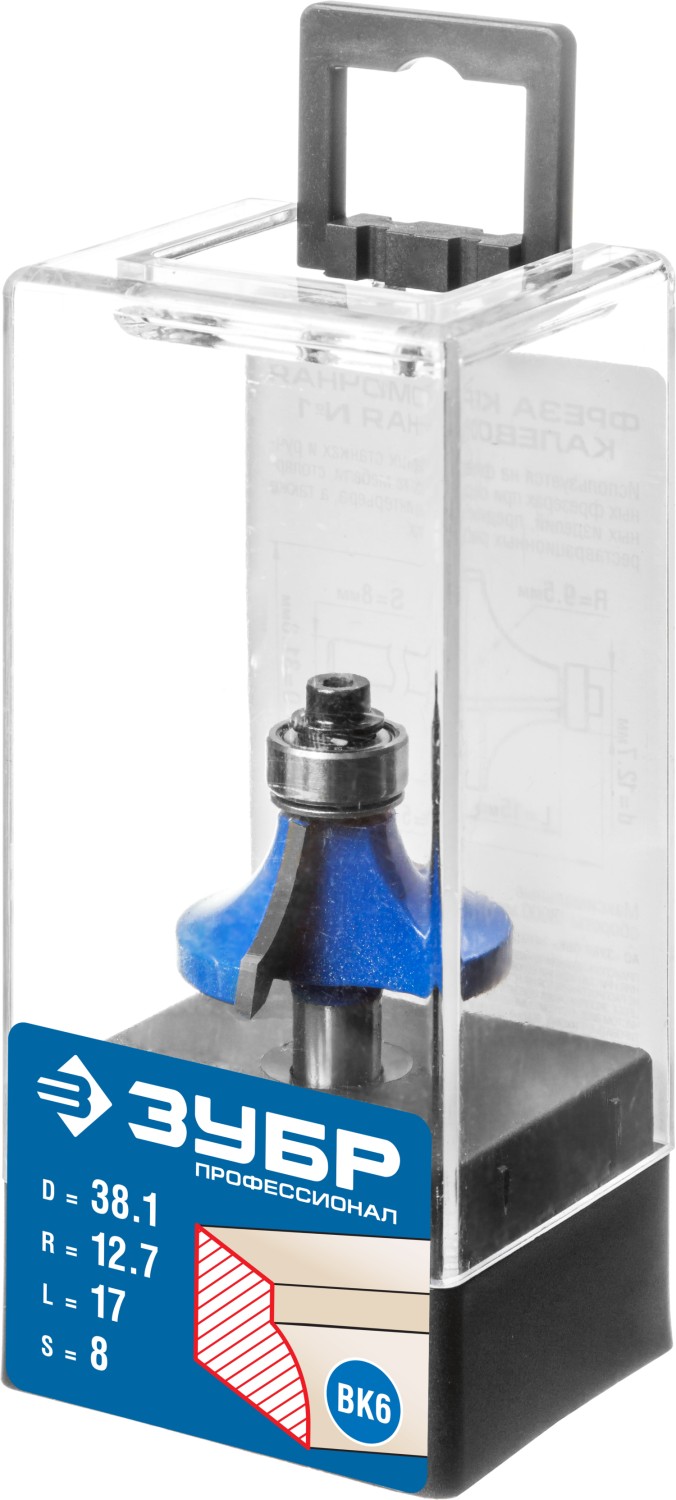 ЗУБР 38.1 x 17 мм, радиус 12.7 мм, фреза кромочная калевочная №1, Профессионал (28701-38.1)