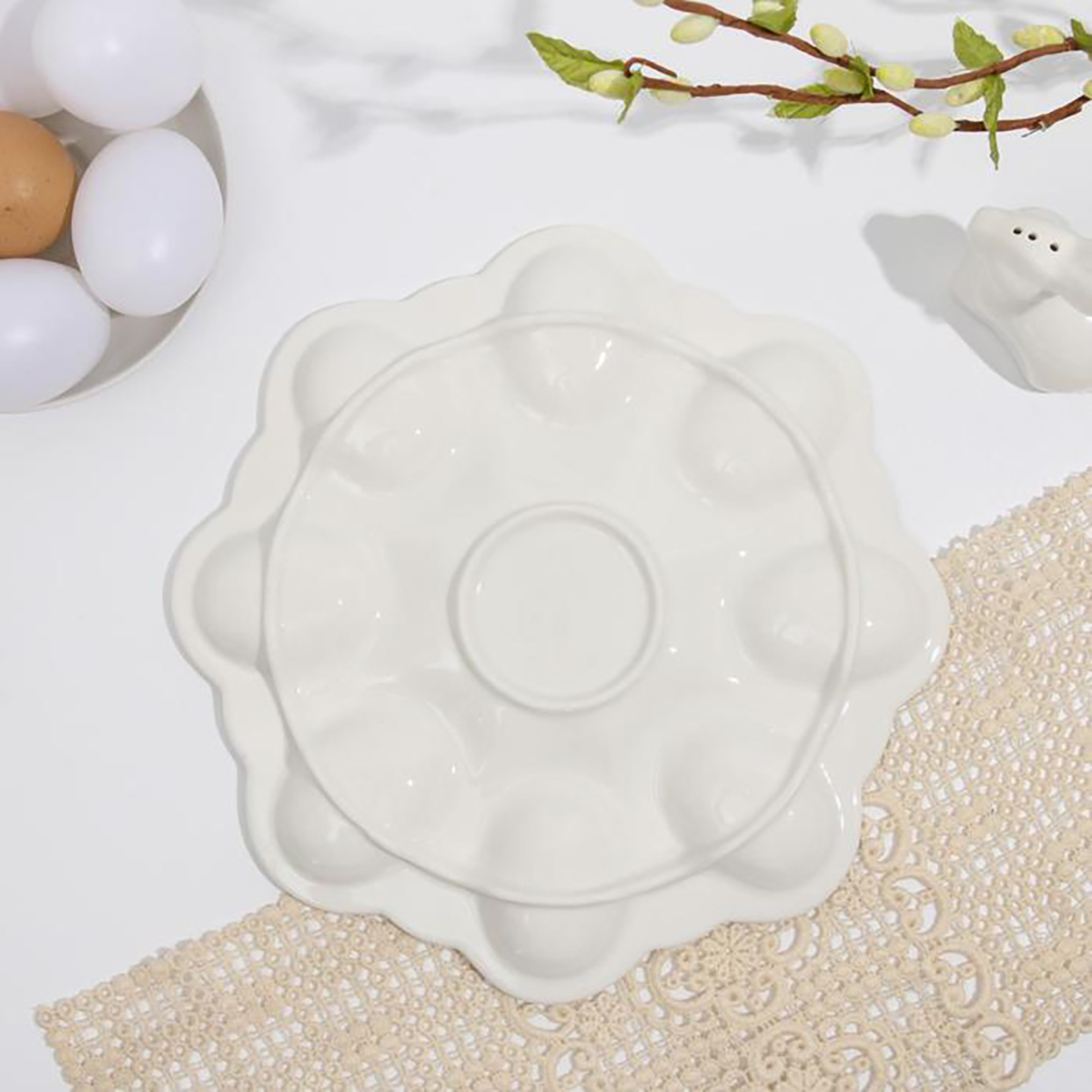 Блюдо для кулича и 8 яиц "гжель" керамич. 25*25 см (1) 2735813