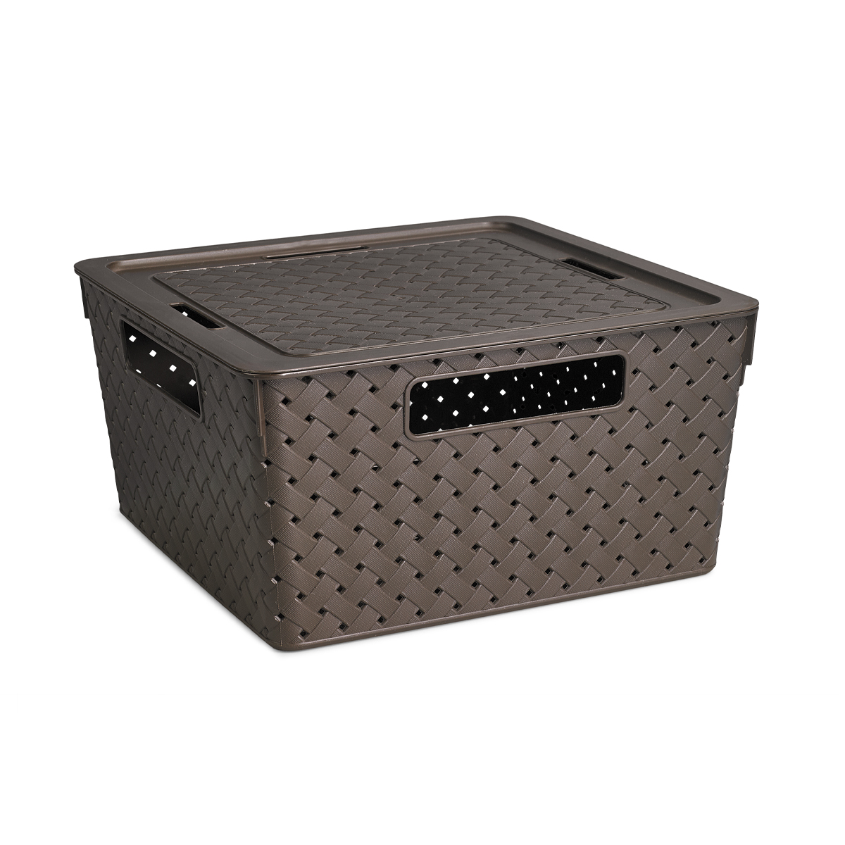 Корзина для хранения с крышкой "береста" 11 л  29,4*29,4*15,1 см (венге) (1/17) "виолет"