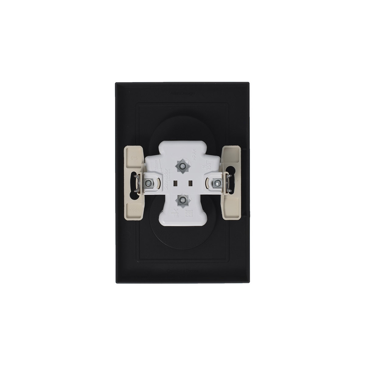 Розетка "atlasdesign" 2-х местн. 16а, карбон (1/6/36) "schneider"