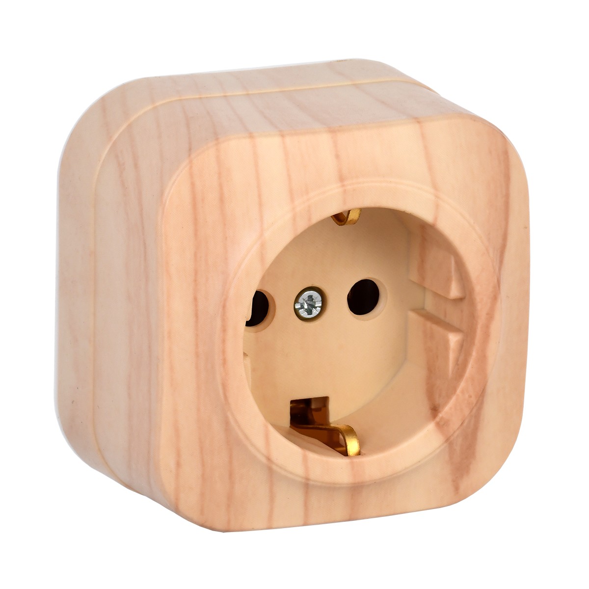 Розетка открыт. уст. "glory" 1 местн. с заземл. рс20-3-хс, 16а, сосна (1/30/360) "iek"