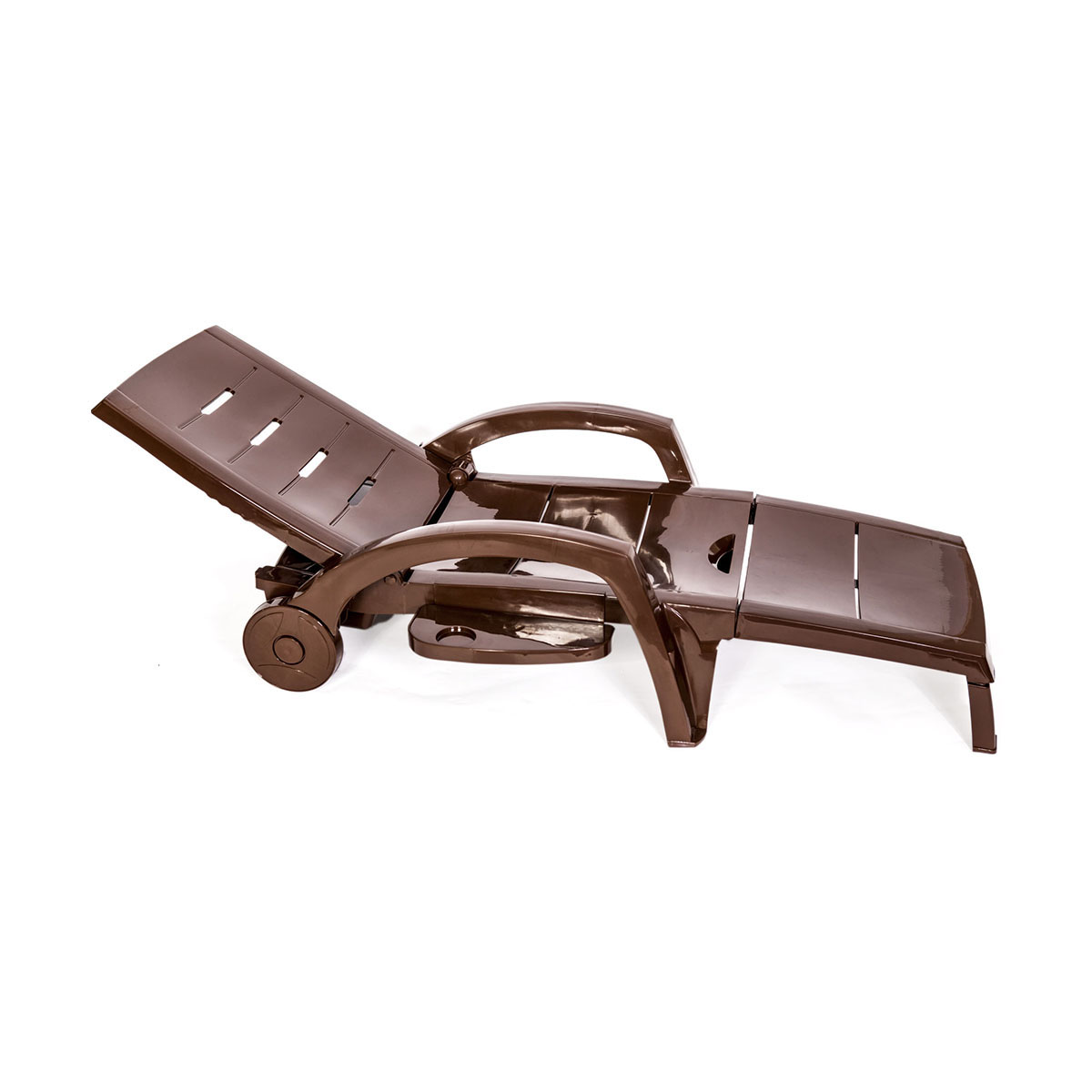 Шезлонг пласт. складной на колесах 186*76,5*89 см (шоколад) (1) "стандарт пластик"