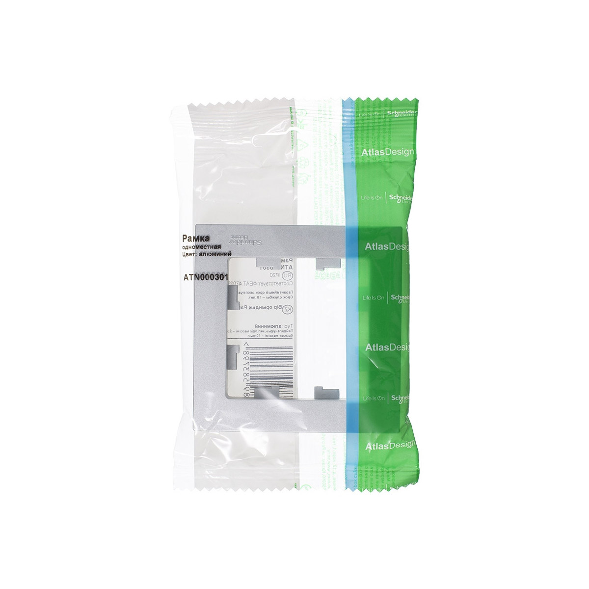 Рамка "atlasdesign" 1 местн. универс., алюминий (1/20/120) "schneider"