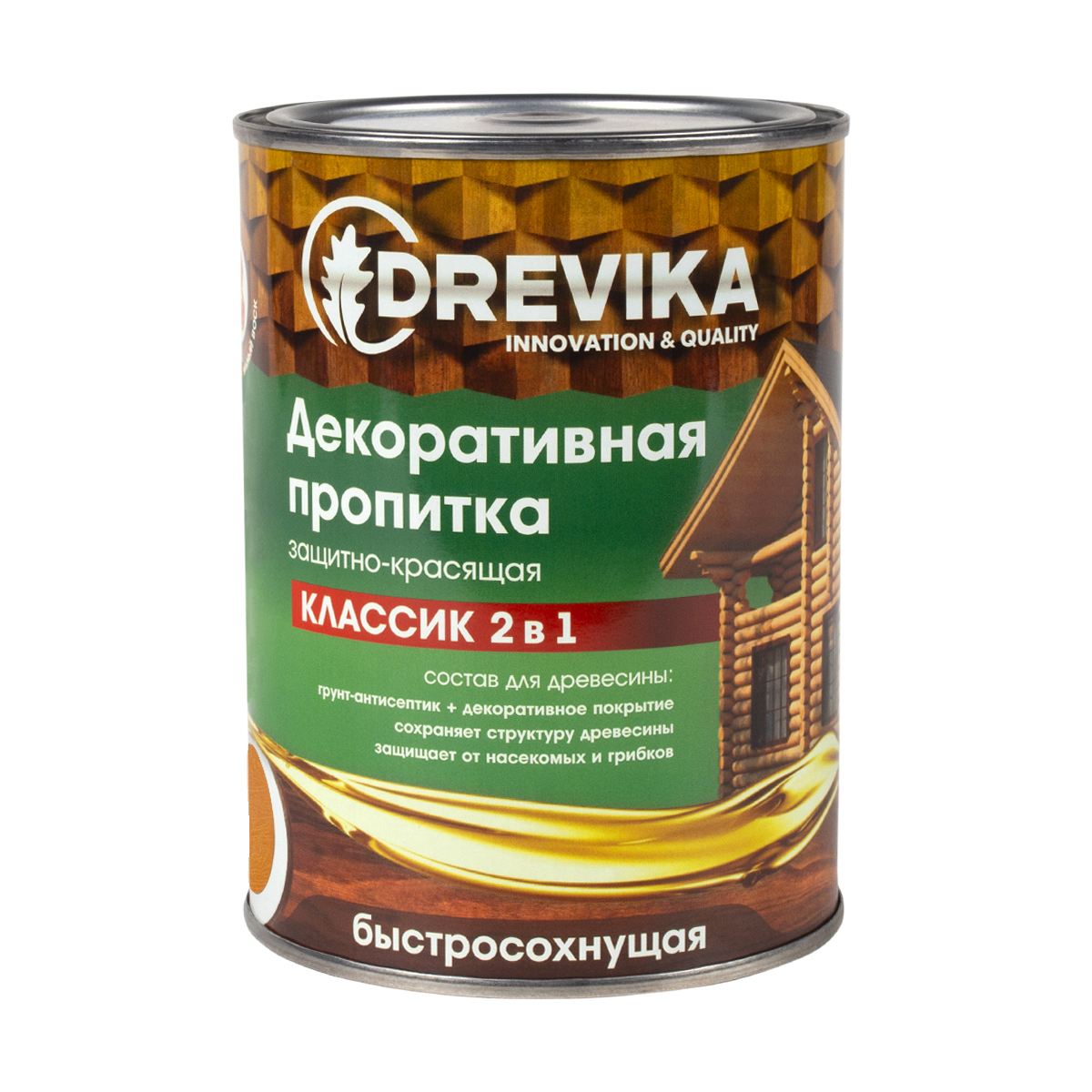 Пропитка декоративная "классик 2 в 1" калужница 0,75 л (1/8) "drevika"