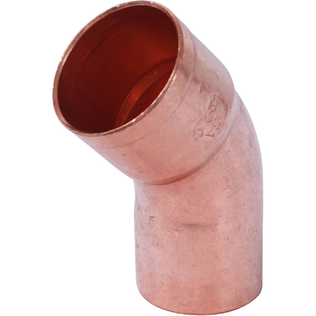 Отвод однораструбный 35 мм / 45° под пайку медный SANHA 1504035