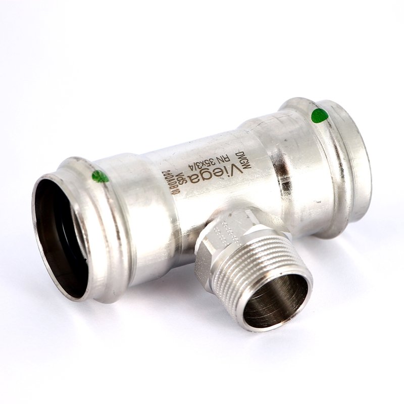 Тройник пресс-Н 35х3/4"х35 нержавеющая сталь Sanpress Inox VIEGA