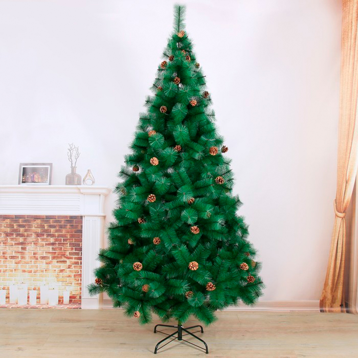 Кедр декор. с шишками 240 см, 510 веток (зеленый) "зимнее волшебство" 701411